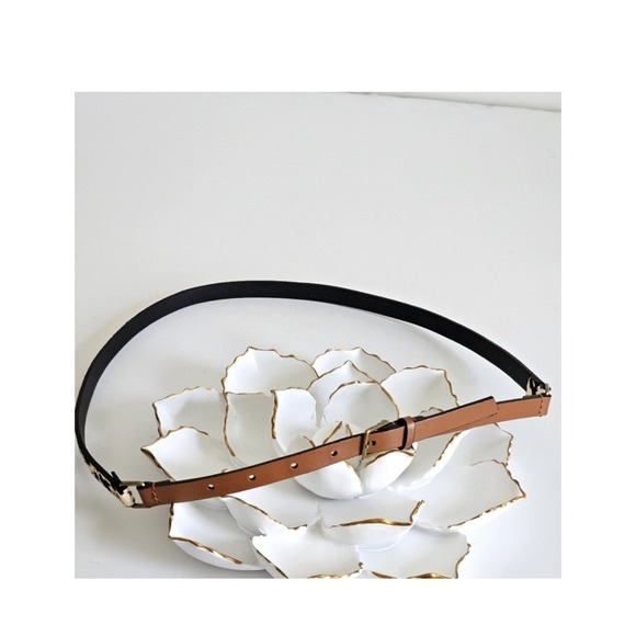 Banana Republic Dyed Calf Hair Faux Leather Brown Skinny Belt Animal‎ Print XS main image 4